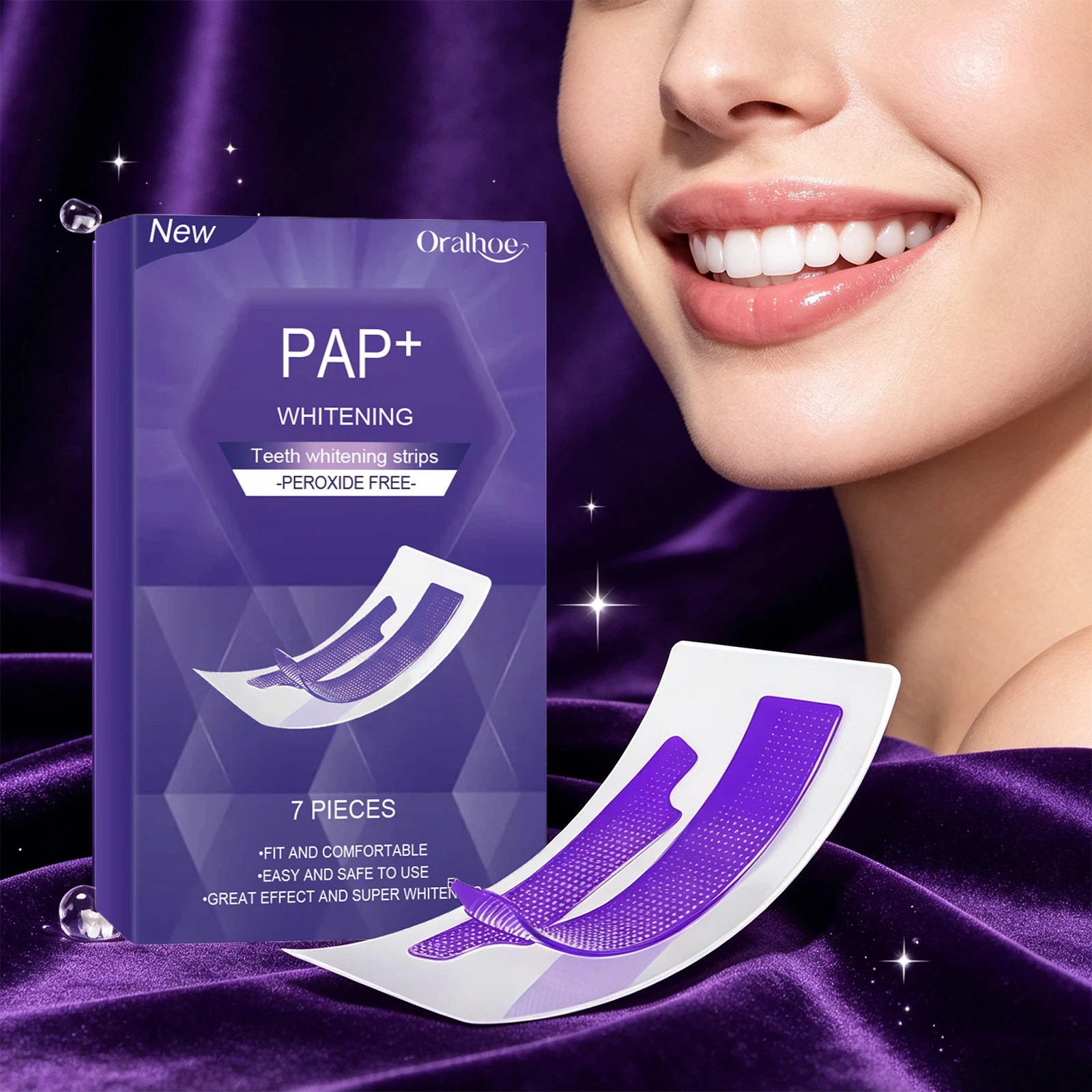 Teeth Whitening Strips Eliminate Yellow Coffee Tea Wine Tooth Bleaching Strips,Fresh Breath Peroxide Free Teeth Brightening Tool view 6