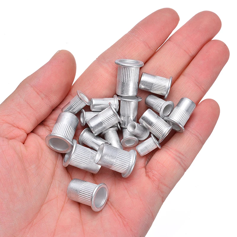 100pcs Steel Aluminum Rivet Nuts Kit Threaded Rivet Nut Inserts Rivnut Nutsert M3 M4 M5 M6 Mixed Kit Set Repairing Tools