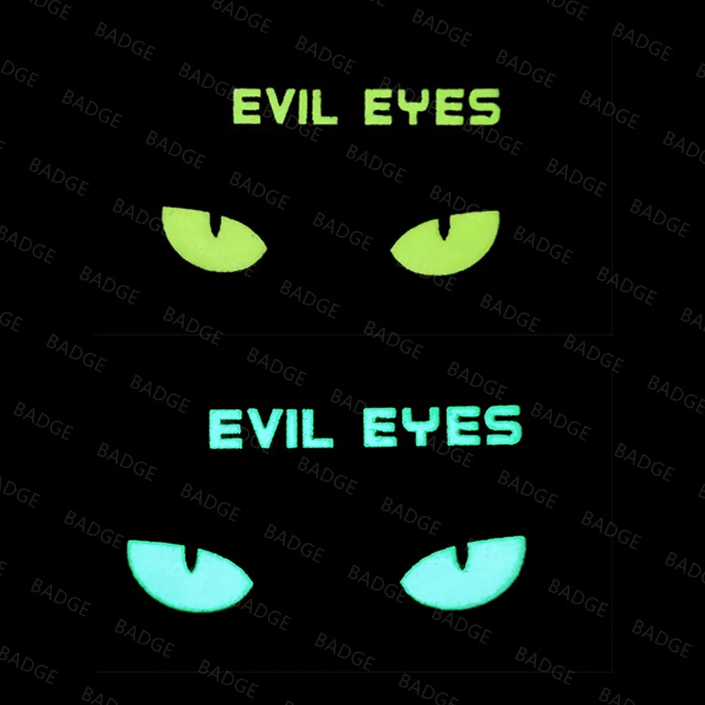 Glow in The Dark Patches Cat Devil\'s Eyes Tactical Patch Combat Hook Fasteners Ranger Motorcycle Biker Tags Operator Emblem