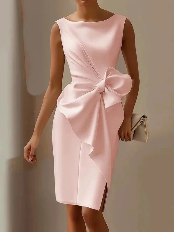 Sexy Mouwloze Holle Zomerjurk Vrouw 2023 Lente Elegante O Hals Strik Slanke Feestjurk Casual Solid Mini Jurken MX6A