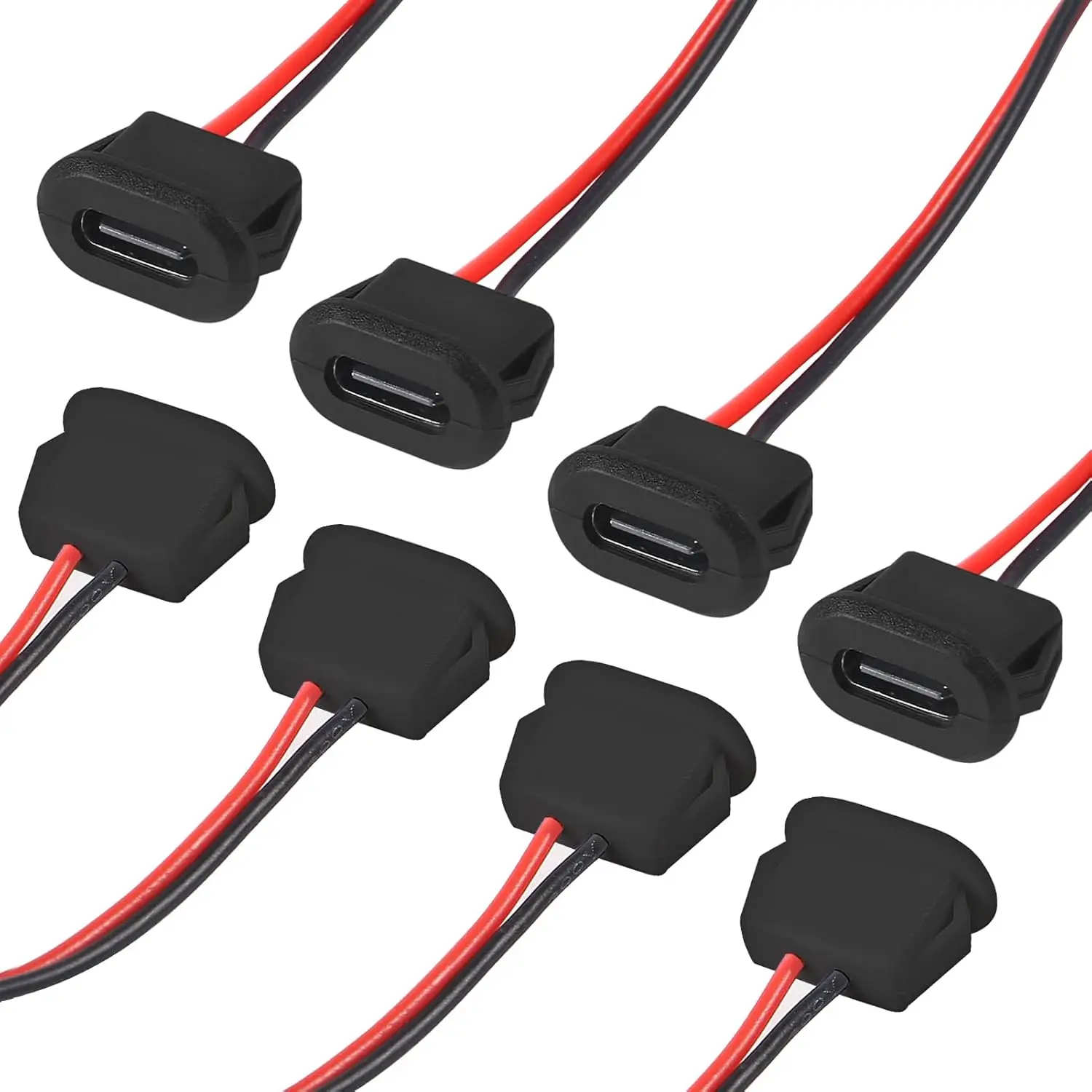Type-C Female Chassis Waterproof 2P Solder Wire Type USB C Pigtail Cable Extension Power Cable USB-C Plug to 2 Pin Bare Wire
