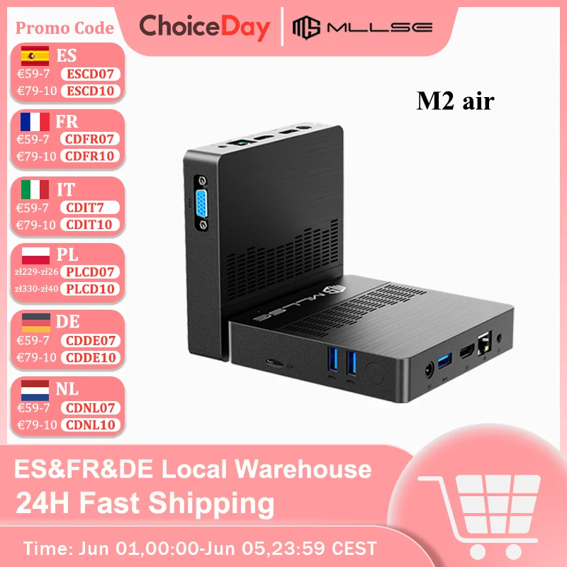 Mllse m2 air mini pc intel®Celeron®N4000 6GB DDR4 128GB m.2 SSD Windows 11 Dual-Band-WLAN Intel