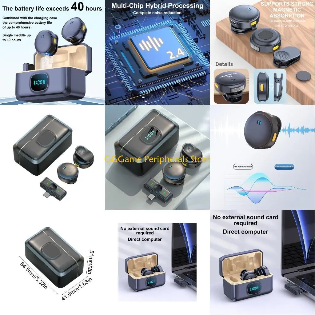 

U55B Convenient & Professional Wireless Lapels Microphones for Live Streaming Mic Clearly Sound Recording Accessory