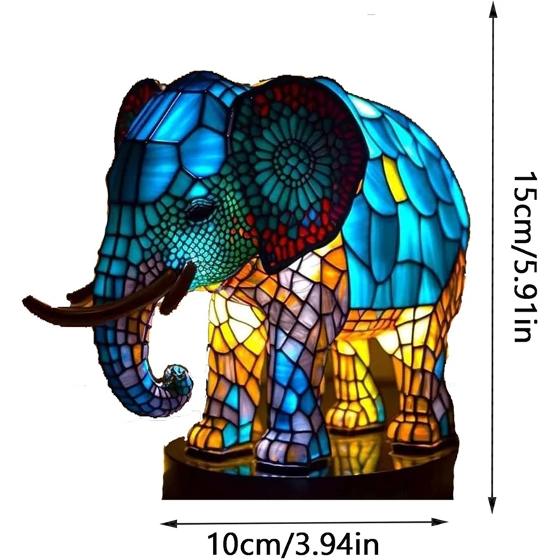 樹脂製の動物の形をしたテーブルランプ,象の形をした3Dデザイン,デスクトップの夜に最適,夜間の照明,使いやすい