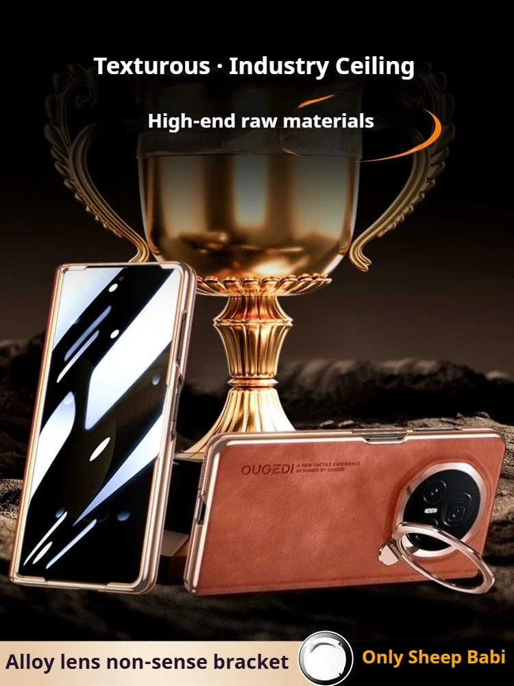 

Luxury fauxSheepskin for Honor Magic V3 Case center axis all-inclusive ultra-thin shell film integrated with holder for MagicVS3