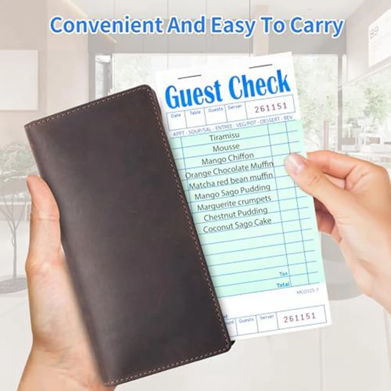 5 Pack Guest Check Books, Server Note Pads for Restaurant, Green Waiter Checkbook, Restaurant Order Pad 50 Sheets/Pack-A69M view 5