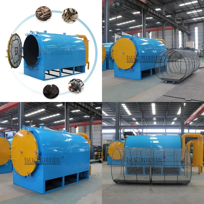 2026 CE High Quality Horizontal Smokeless Charcoal Carbonization Machine Blower 3 Ton/Day Capacity Easy Operate Biomass