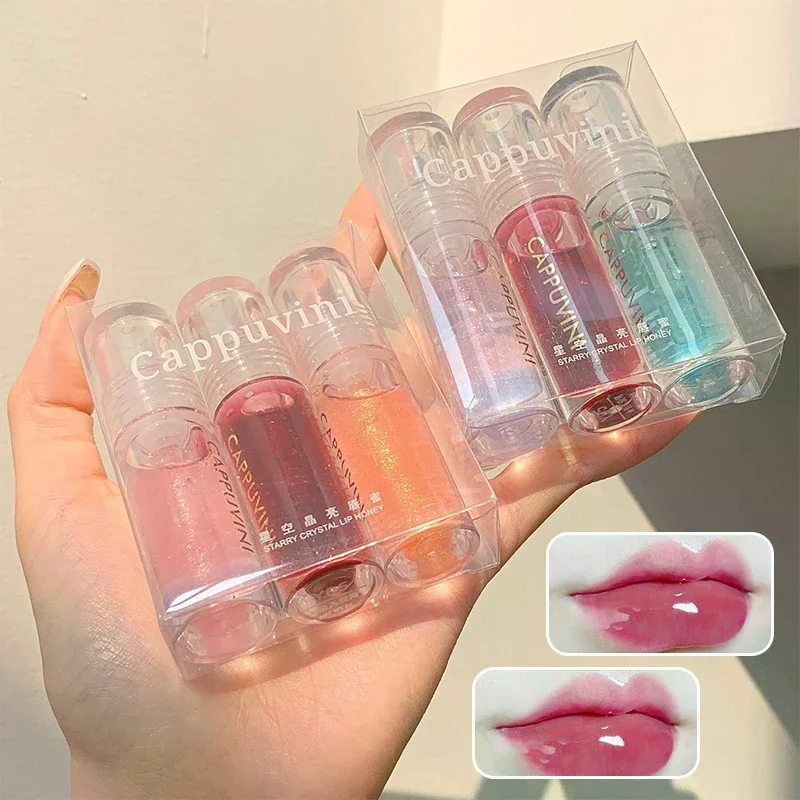 Cappuvini Gelatina di cristallo trasparente Lucidalabbra Lucido Specchio trasparente Balsamo per labbra idratante Glitter Rossetto liquido Olio per labbra Tinta per labbra