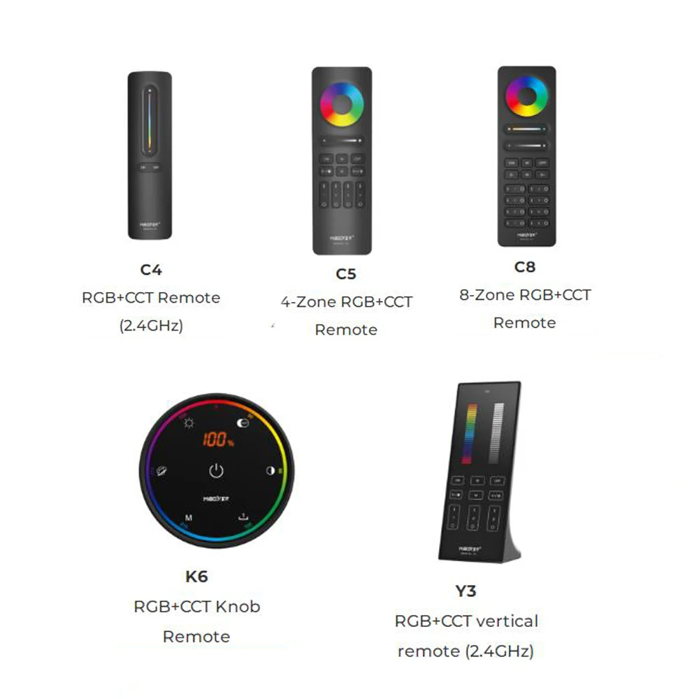 Miboxer 4-Zone/8-Zone 2.4G RGB+CCT Remote Work with Miboxer/Milight  2.4G series products