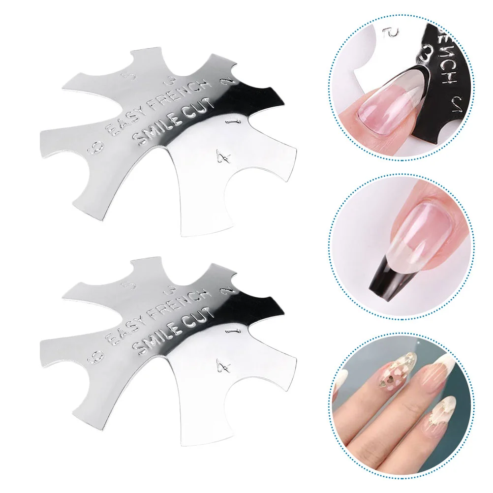 

2 Pcs Nail Plate Model Trimmer Home Bracket Charming Template Metal Module Gel Tool Challenge Coin Holder