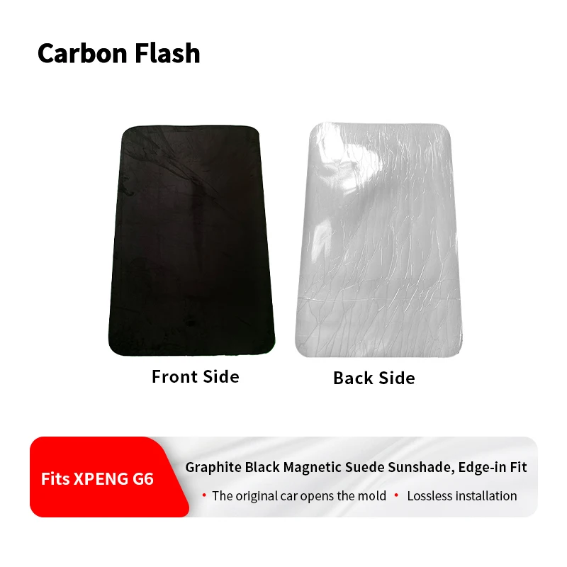 Suitable for XPeng G6 sunroof – Graphite black electrostatic suede sunshade with UV protection and heat insulation.