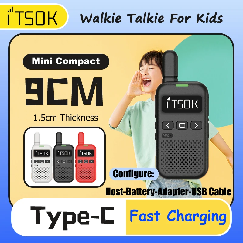 ITSOK-Mini juguete de 2 piezas para niños, de largo alcance Walkie Talkie, 1Km, UHF, tableta de regalo, fuselaje colorido, Radio bidireccional