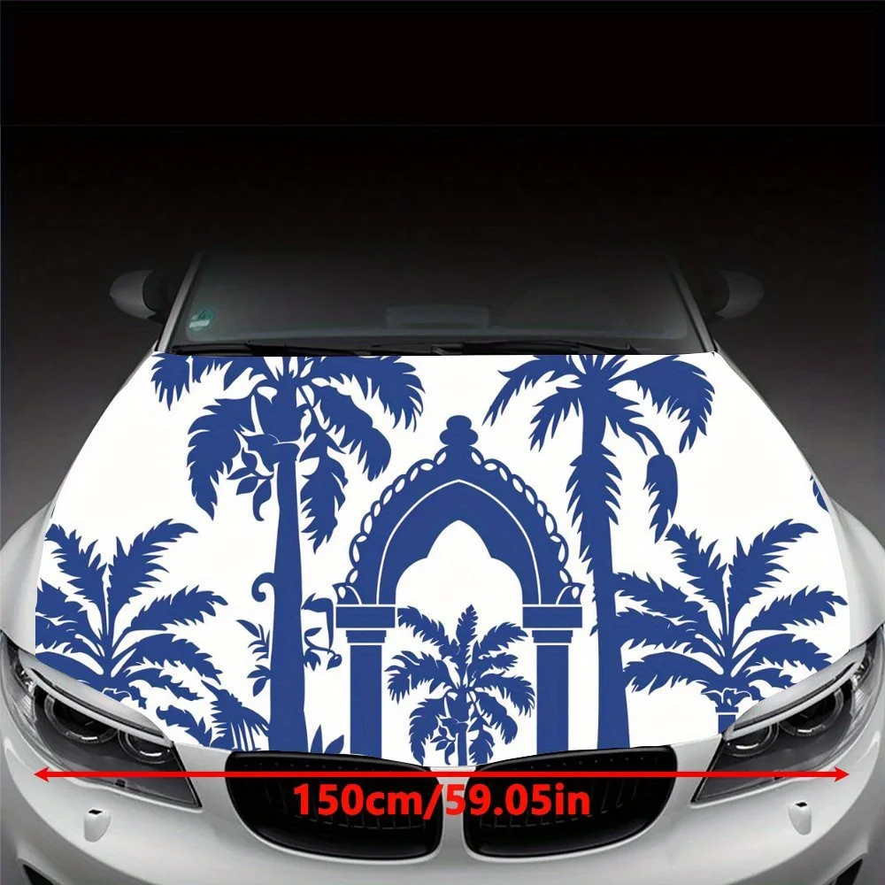 Exotic Style with Seaside Style, Palm Tree Arches, Vines Car Hood Wrap Color Vinyl Sticker Truck Graphic Bonnet Auto Accessories view 2