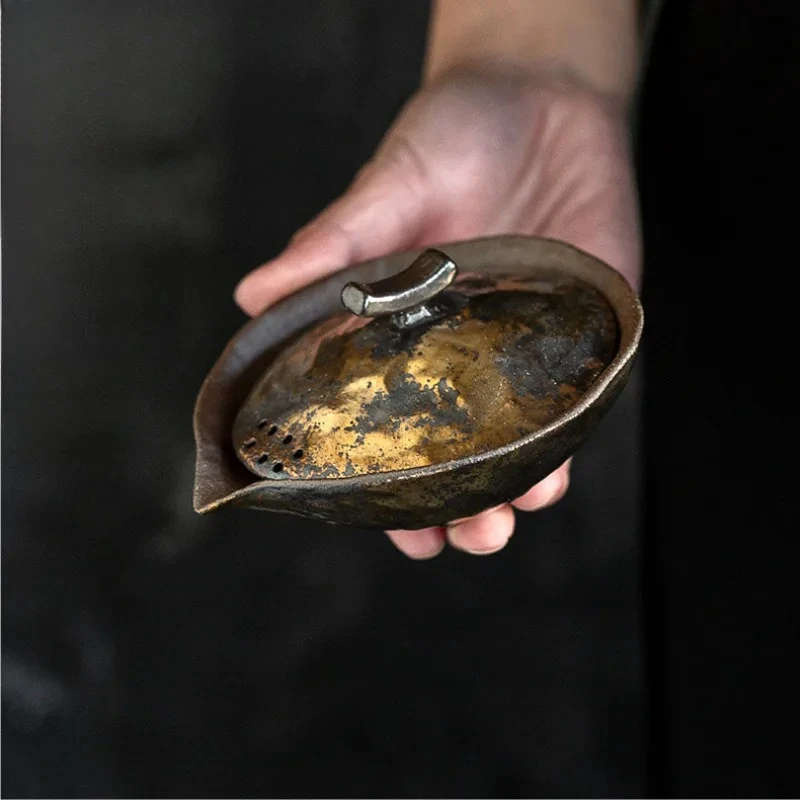 

Чайник ручной работы 85 мл с золотой и серебряной фольгой, антикварный, из грубой керамики, с заварочным ситечком, для заваривания чая, с декоративными элементами, набор для чаепития