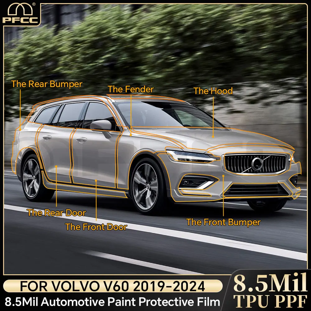 For Volvo V60 2019-2024 TPU Paint Protection Film Clear Bra Car Body Anti-scratch Pre-cut PPF Resistant Invisible Repairable Kit