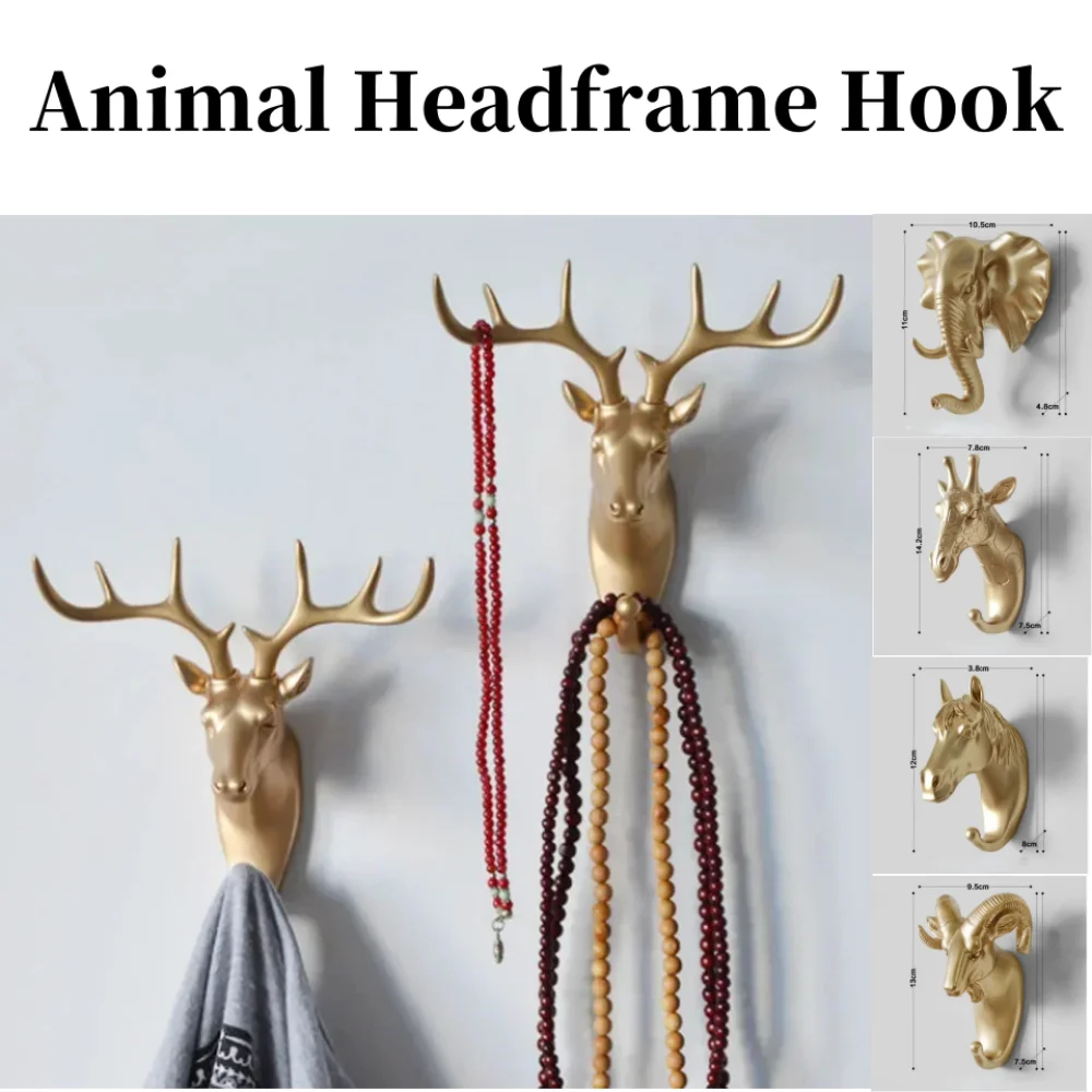 Wall Mounted Hook Animal Head Rack Jacket Cap Wall Mounted Horse Deer Elephant Giraffe Hook Decoration Bathroom Accessories