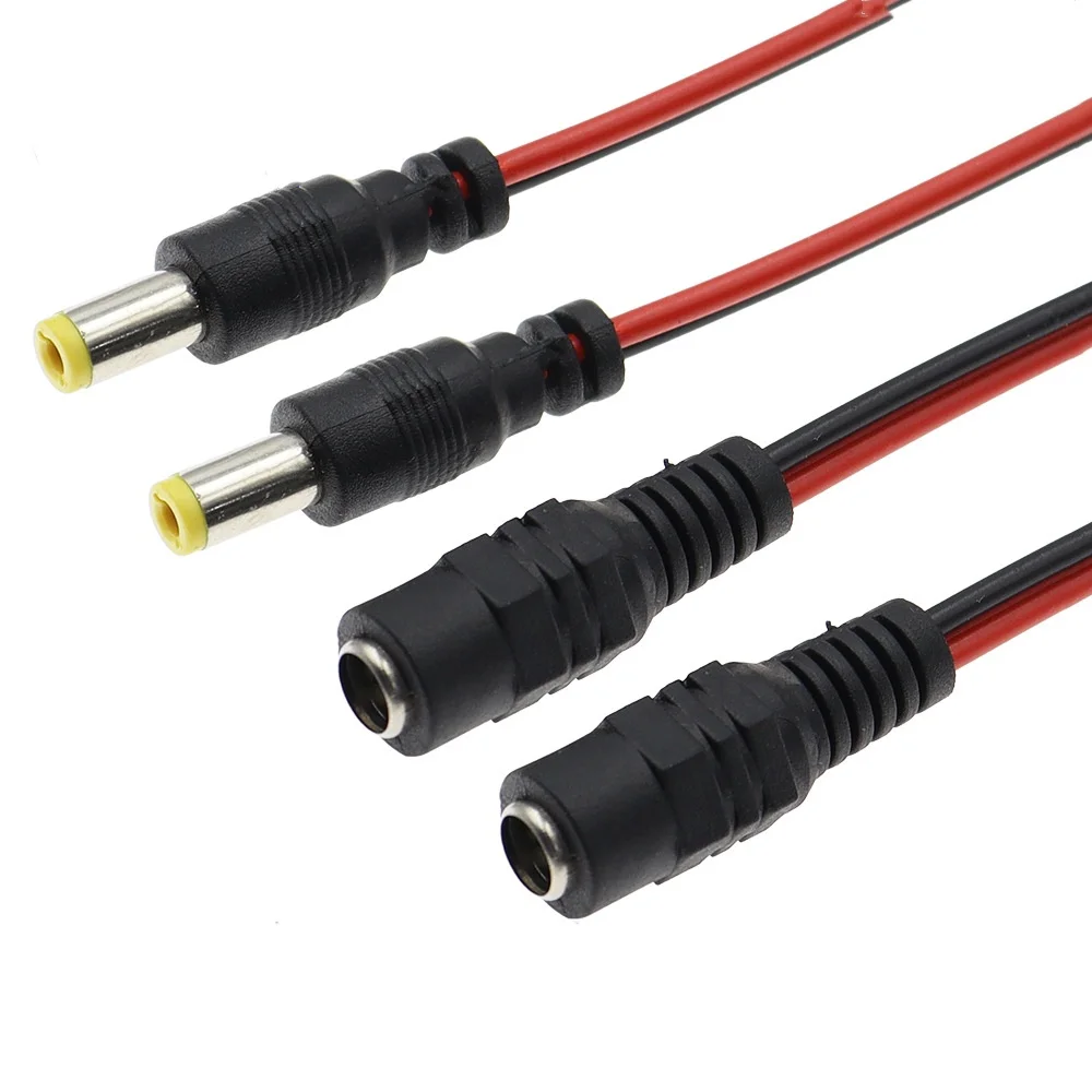 5/10/25 Paar 12 V DC-Anschlüsse, männlich, weiblich, Klinkenkabel, Drahtleitung, Adapter, Stecker, Netzteil, 5,5 x 2,1 mm
