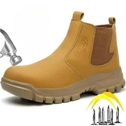 Men's Safety Shoes Waterproof Boots Steel Toe Work Boots Indestructible Men Boots Anti-smash Puncture Proof Shoes Plus Size 48