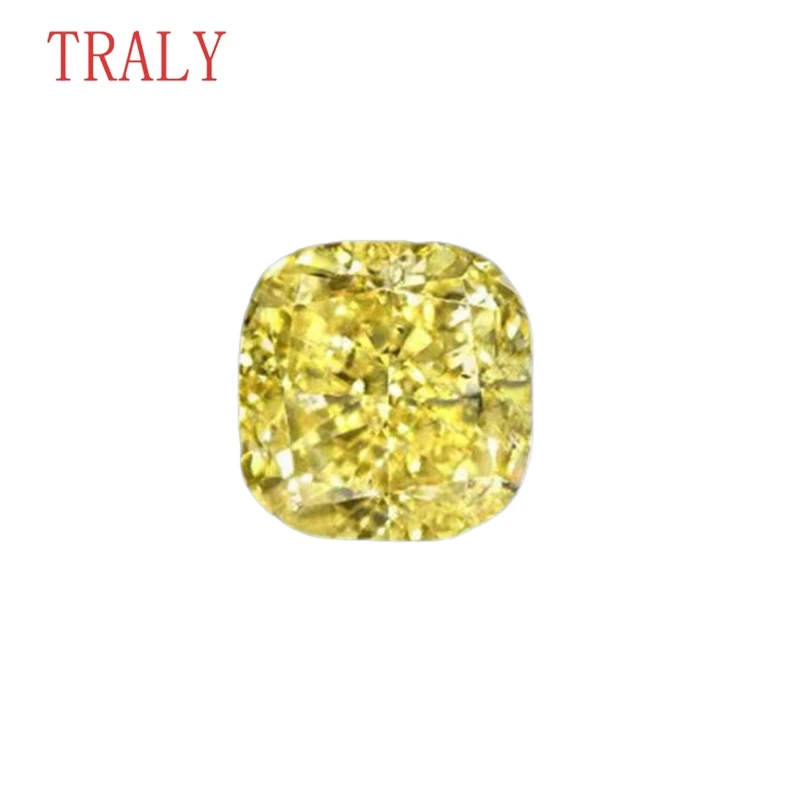 Yellow Color Moissanite Loose Stone Cushion Cut Lab Grown 1CT- 7CT Gemstone Pass the Diamond Teste with GRA Certificate Jewelry