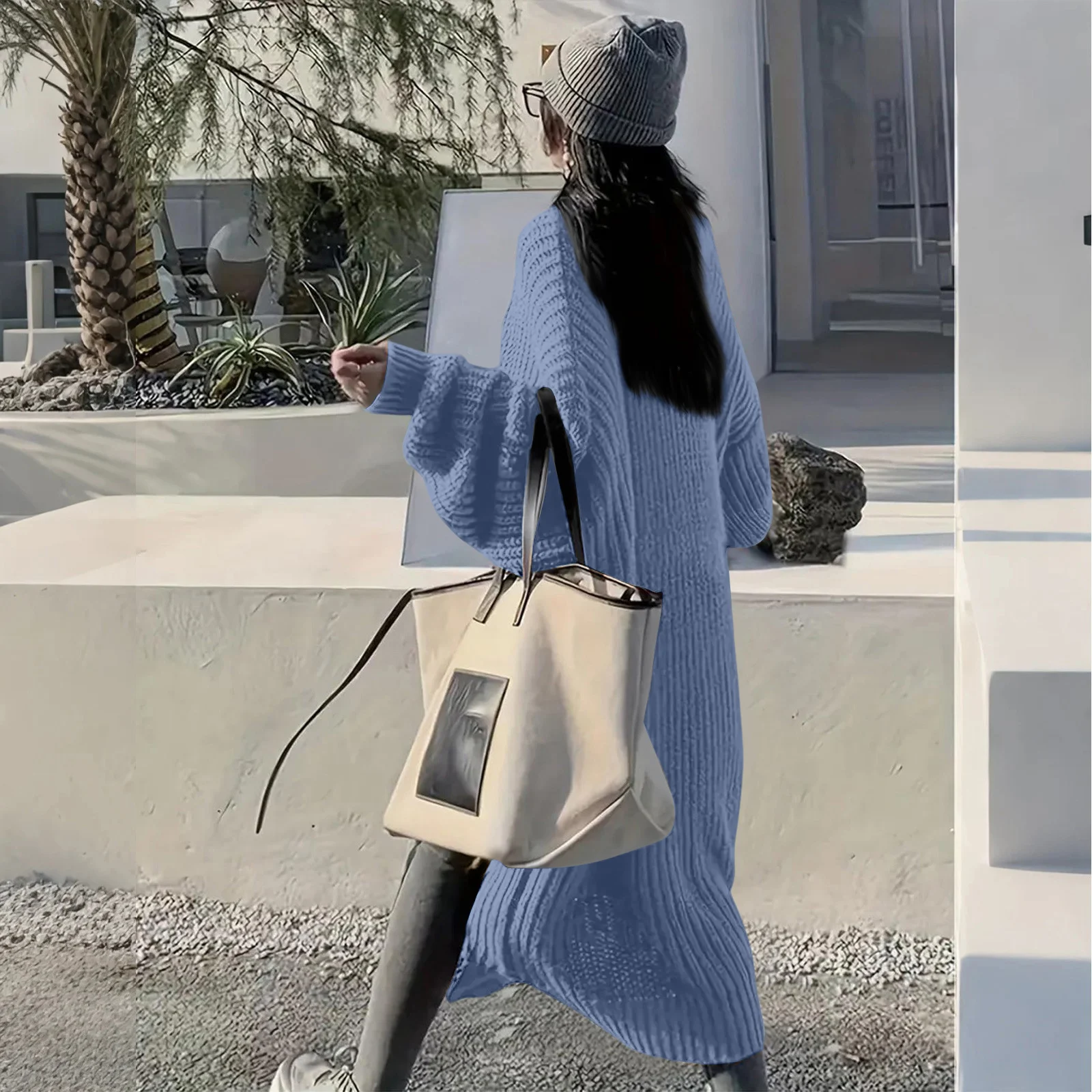 

Женский винтажный вязаный кардиган, осенне-зимний повседневный однотонный кардиган с длинным рукавом до колена, женское пальто средней длины