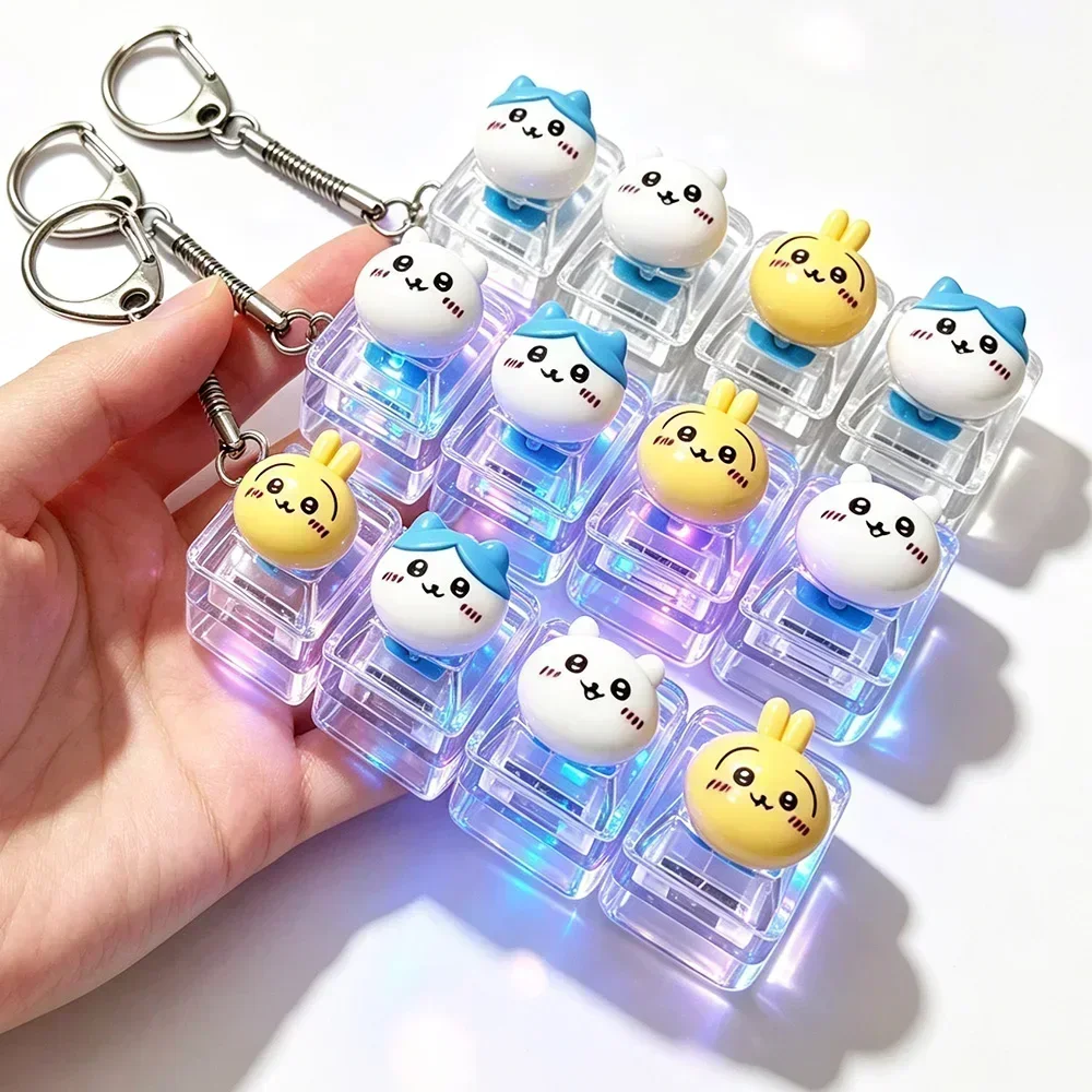 #NEW Chiikawa 26-Key Fidget Keychain Caps Clicker 4 Keys Light Up Pendant Cute Hachiware Usagi Stress Relief Toy Bag Charm Gift view 6
