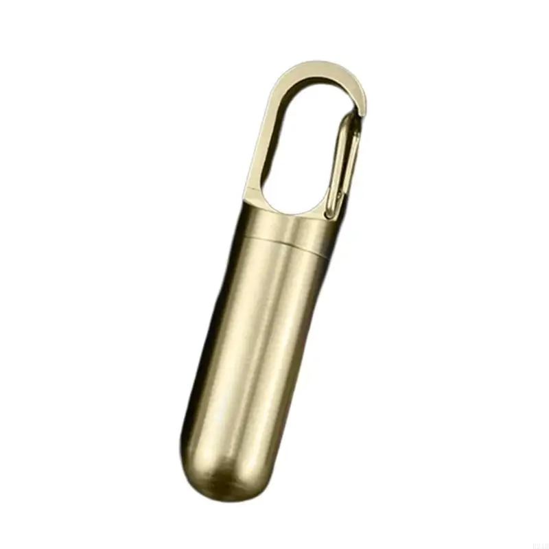 Portable Brass Keychain Pills Container Waterproof Storage Bottle for Travel 