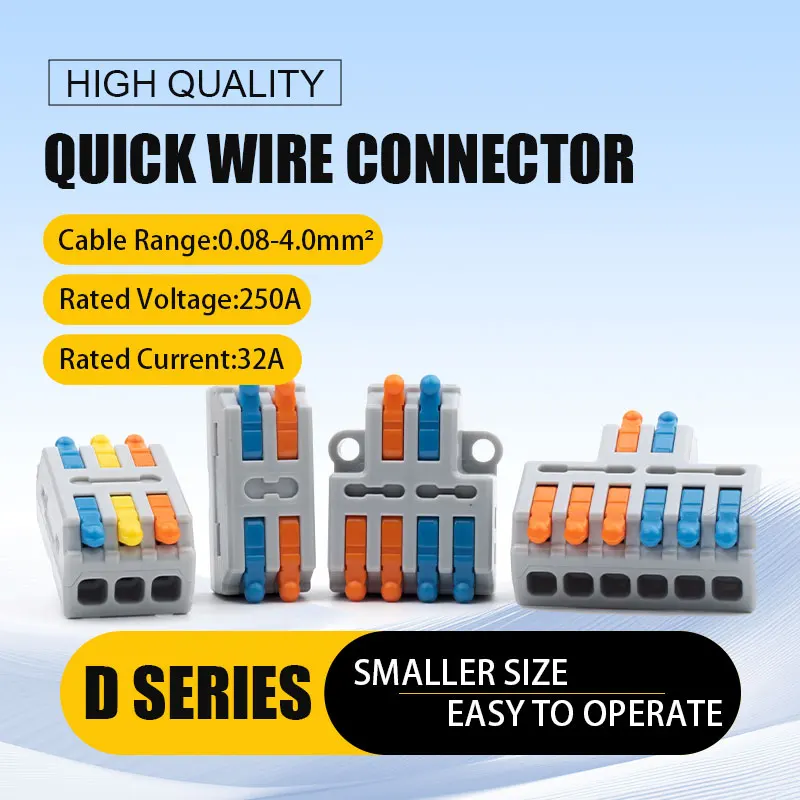 

DIY GO Universal Compact Wire Connector Fast Push-in Conductor Terminal Block For Electrical Cable Splicing Connectors