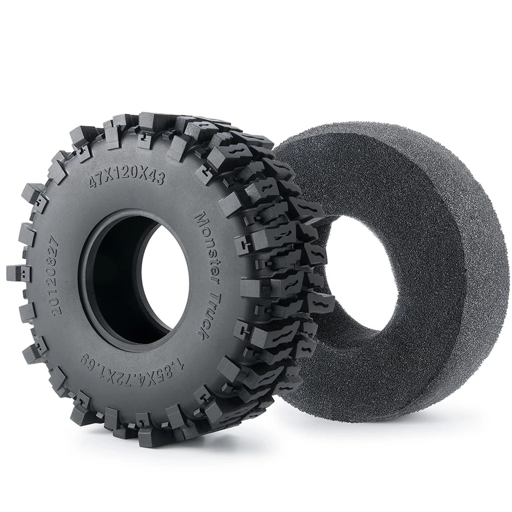 RCGOFOLLOW 1.9 Inch 140mm Diameter 42mm Width Rubber Crawler Wheel Tires 1/10 SCX10 D90 TRX4 TF2 CC01 Capra RC Car Part