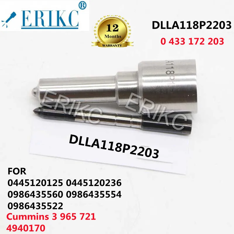 

ERIKC Fuel Injector Parts Nozzle DLLA118P2203 OEM 0 433 172 040 FOR 0445120125 0445120236 0986435560 0986435554 0986435522