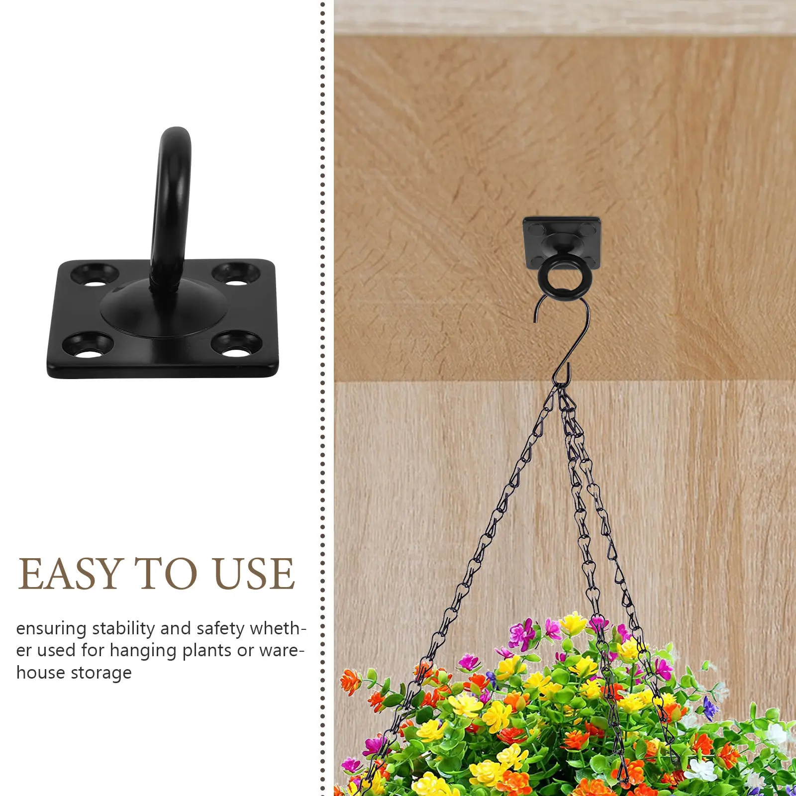 5Pcs Wall Hanging Hooks Stainless Steel Heavy Duty Ceiling Mount Rotating Swing Brackets for Plants Storage and Workout Anchors