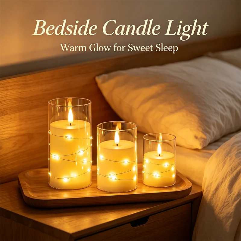 Wedding Party Atmosphere Flameless LED Candles Star String Battery Powered Realistic Flame Candle Light Camping Room Decoration