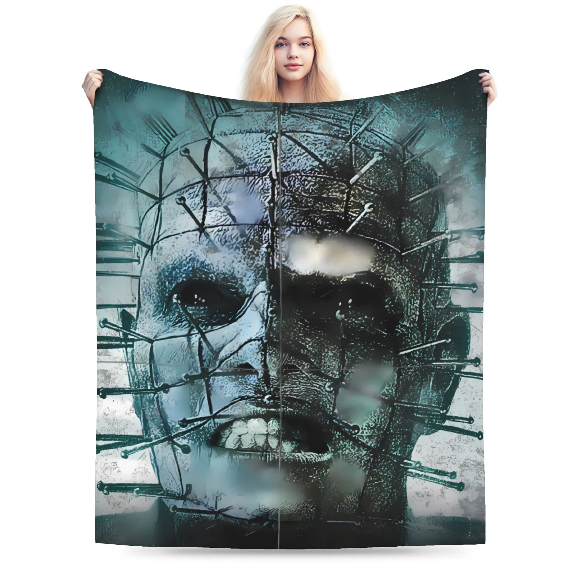 Hellraiser Pinhead Lament Soft Warm Blankets  Girls Boys Plush Throw Blanket Fluffy Outdoor Flannel Bedspread Sofa Bed Cover
