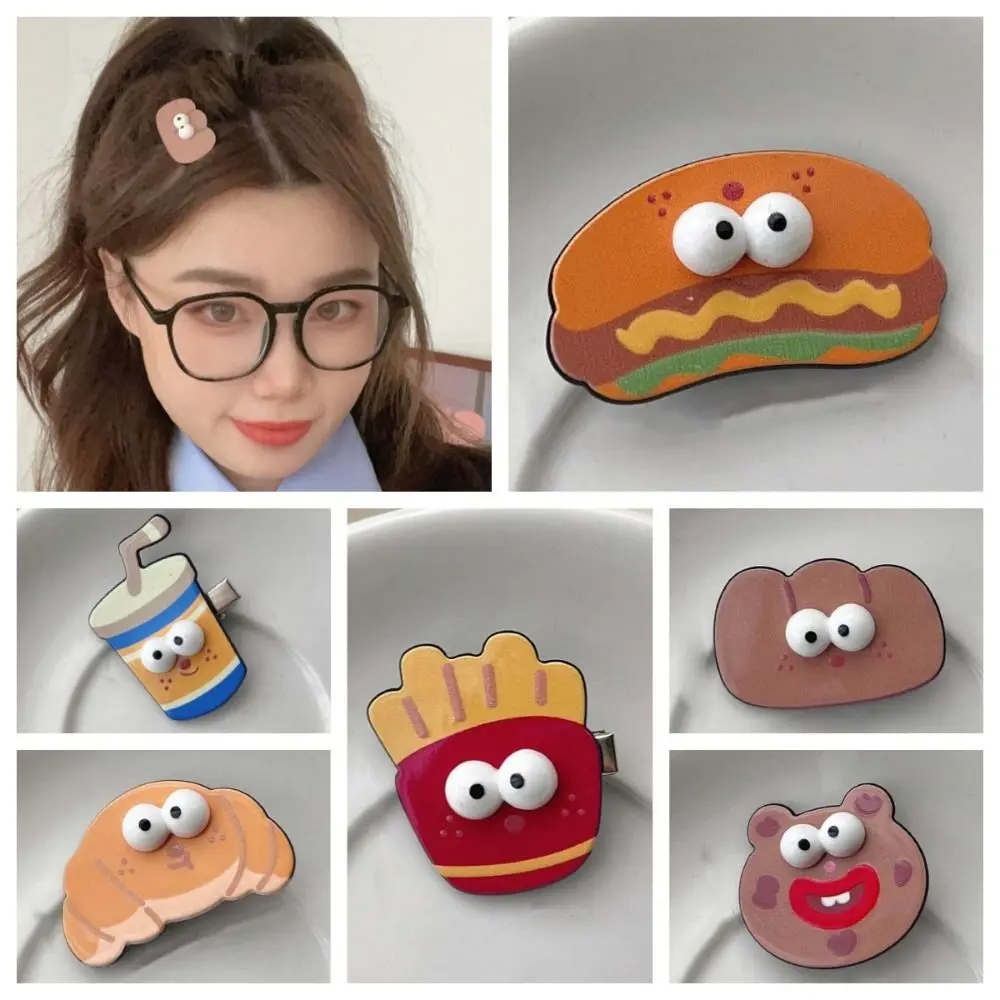 

Potato Chips Hamburger Hair Clip Drink Croissant Imitation Food Duckbill Clip Funny Hair Side Clips Plastic Bear Hairpin Party