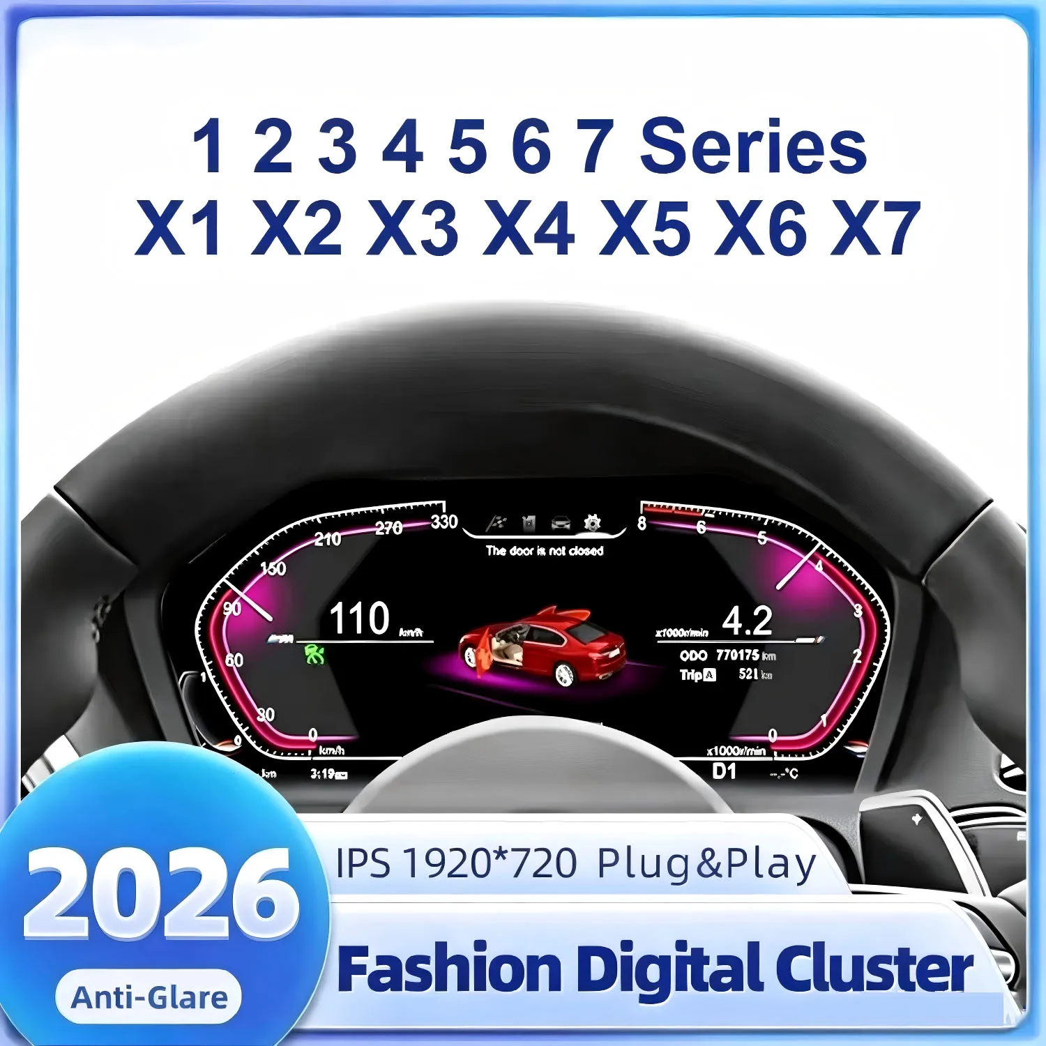 Painel LCD para BMW E90 E70 E71 E60 E81 E87 F10 F20 F30 F32 F06 E84 F48 E83 F25 F26 F15, Display Digital do Velocímetro