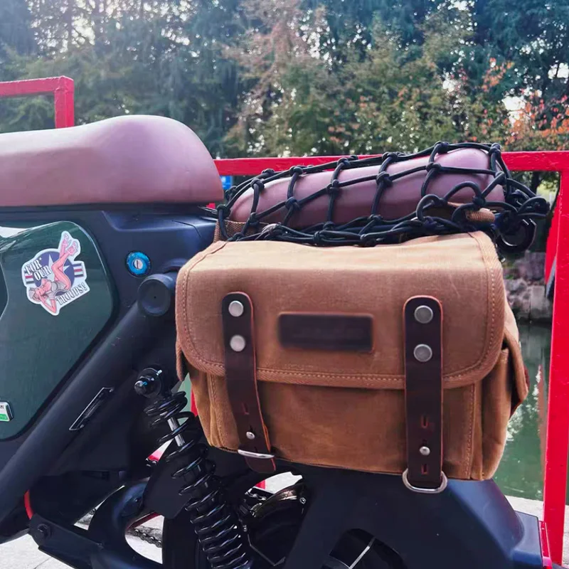 

Motorcycle Canvas Haversack Knight Saddle Bag Messenger Satchel Motorcycle Tool Bag Brown Handlebar Sissy bar Travel bag
