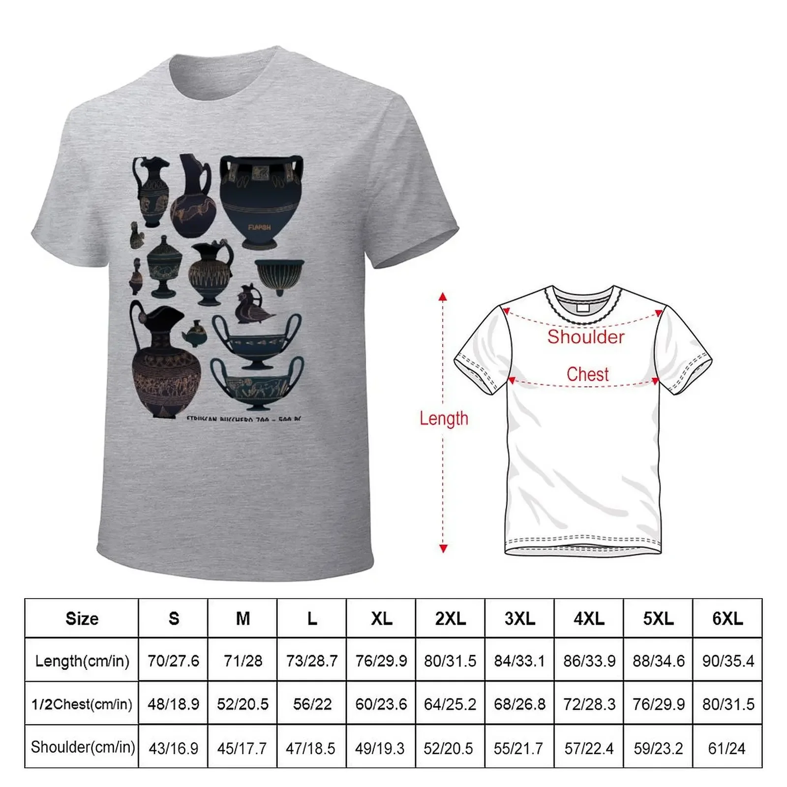 Etruscan Bucchero Pottery T-shirt tops kawaii clothes sublime summer clothes men clothings