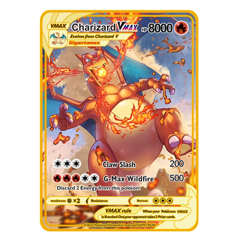 2026 Neue Pokemon Metallkarte 10000 Punkte Arceus Glurak Superkarte Golden Englisch Mewtu Vmax GX EX Weihnachtsgeschenke