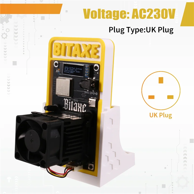 

New!!Upgrade Bitaxe Gamma 601 Solo Miner 1.2TH/S 18-22W BM1370 Asic From Antminer S21 Pro BTC Crypto Miner With Stand UK PLUG