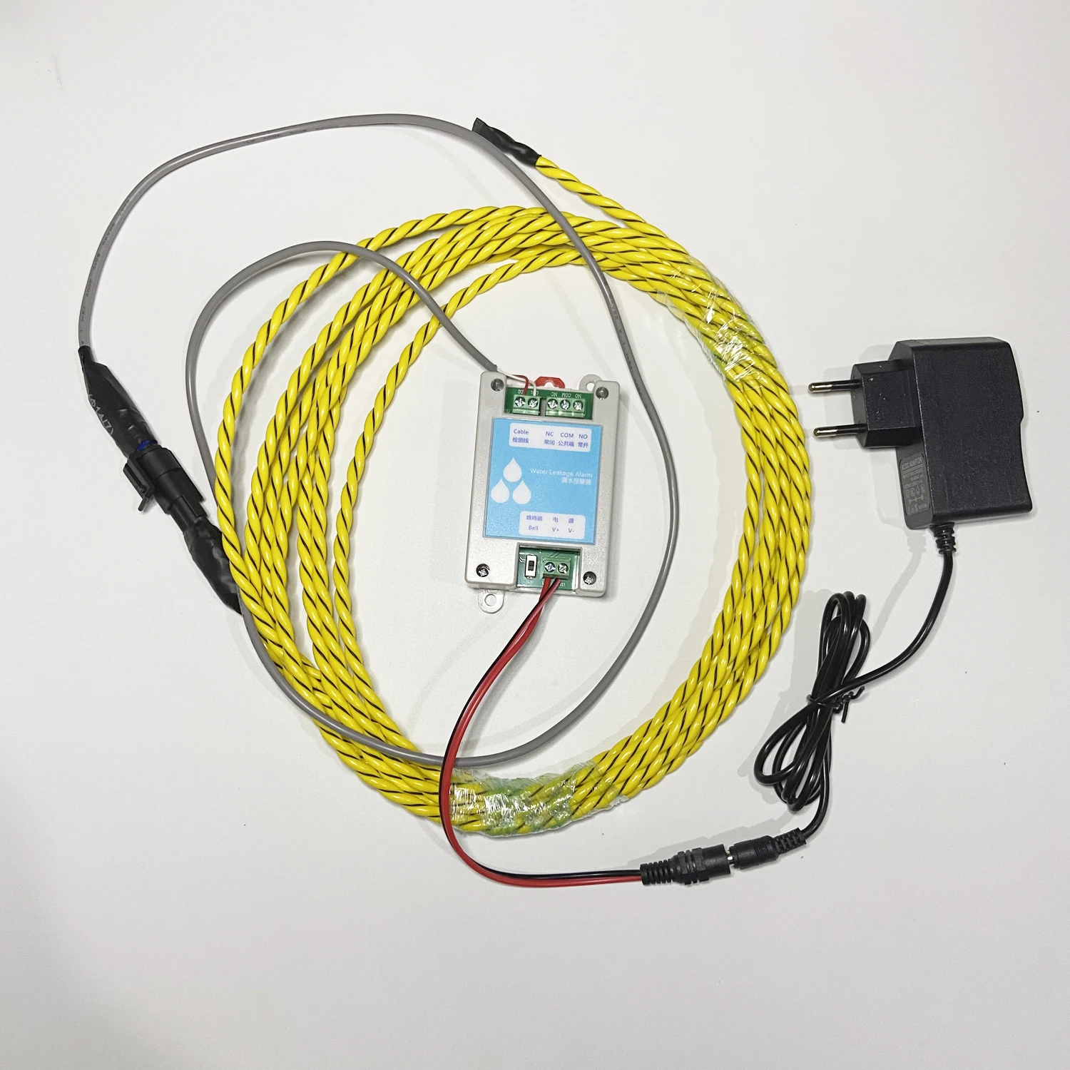 1Set 100-240Vac Water Leakage Module With Sense Cable NC/NO Relay Signal Output Warehouse Water Leaking Alarm Sensor