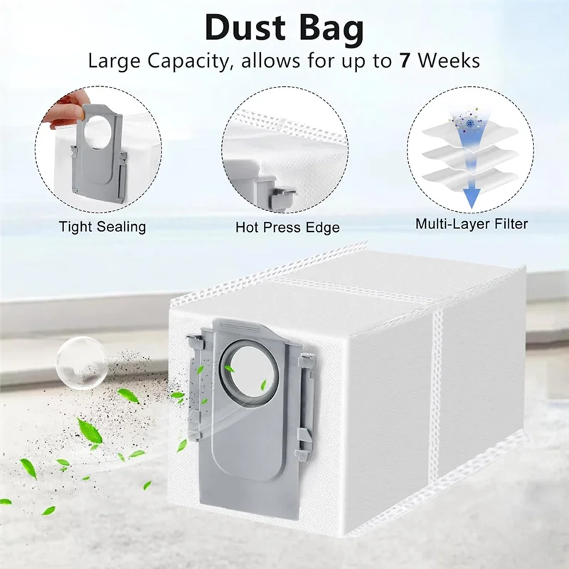 

9PCS Accessories Kit Forroborock Saros 10 Robot Vacuum Accessories Dual Main Brush Washable Side Brushes Dust Bags