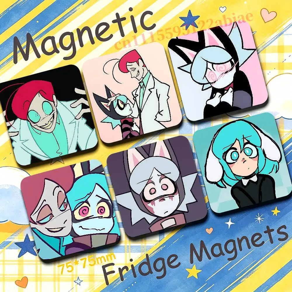 P-Psycho Cuties 75mm Square Cute Fridge Magnet Refrigerator Magnet Apartment Decor Gift For Friends Collection