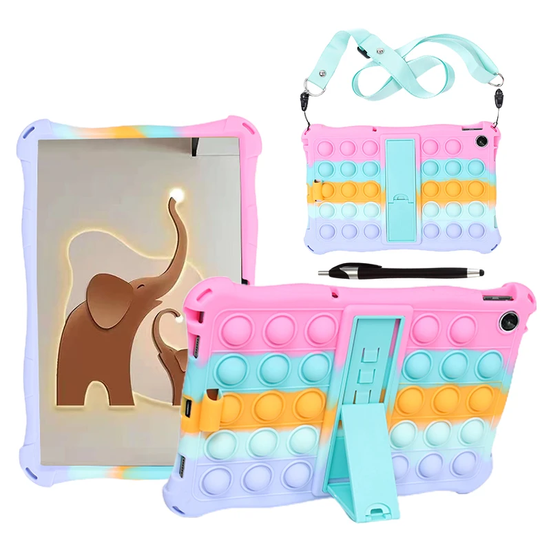 Silicone Bubble Case for Lenovo Tab M10 FHD Plus 10.3 3rd Gen TB125FU HD TB-X306F 10.1 P11 TB-J606F M8 Cover with Strap & Pen