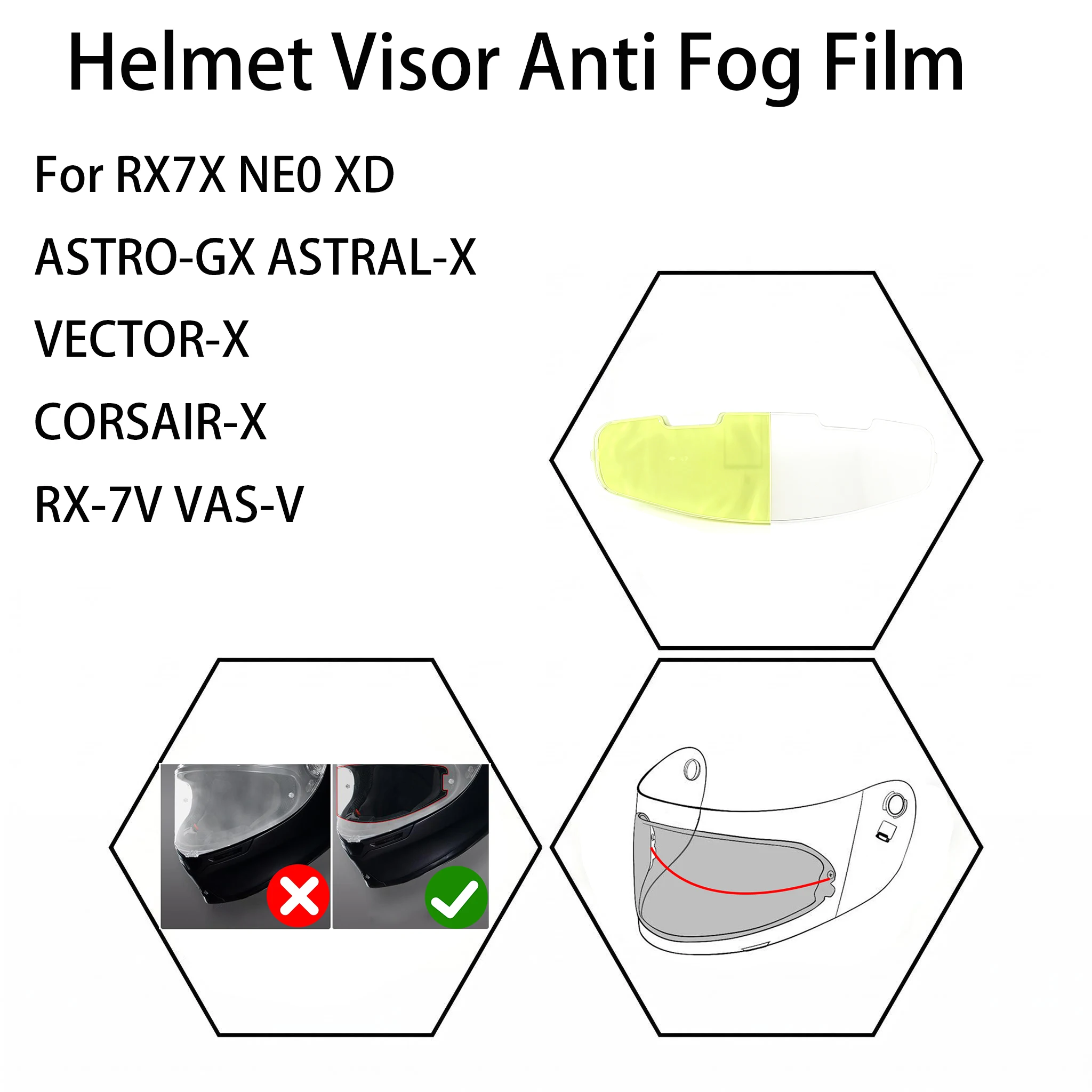 For RX7X NE0 XD ASTRO-GX ASTRAL-X VECTOR-X CORSAIR-X RX-7V VAS-V Motorcycle Helmet Visor Anti Fog Film Helmets Lens Film