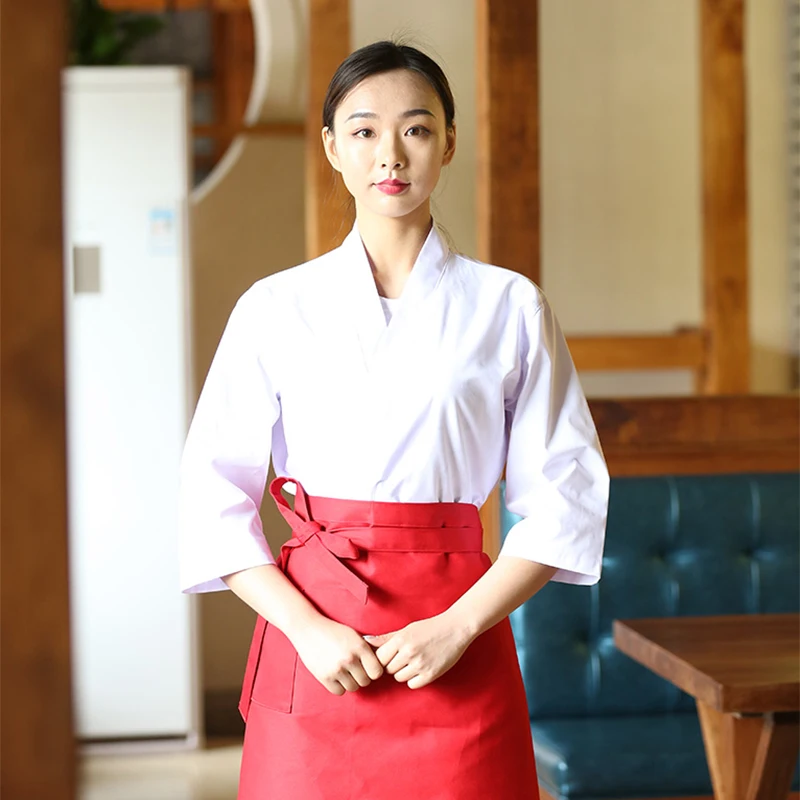 Japan Gerechten Mannen Chef Kostuum Aanpasbare Logo Zomer Vrouwen Keuken Jas Hotel Kok Uniform Restaurant Ober Werkkleding