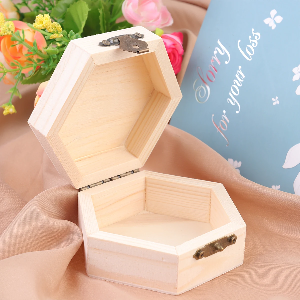 

6Pcs Wooden Storage Box Versatile Hexagonal Container Jewelry Organizer Crafts Mould Travel Essential