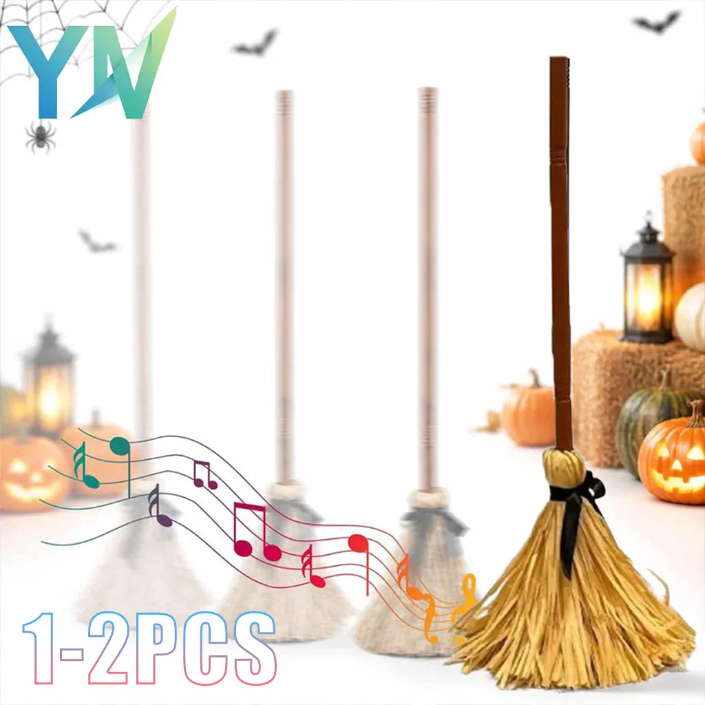 1-2PCS Floating Motorized Witch Broom Activated Moving Ghost Dance Effect for Halloween Indoor Party Photo Prop Decoration