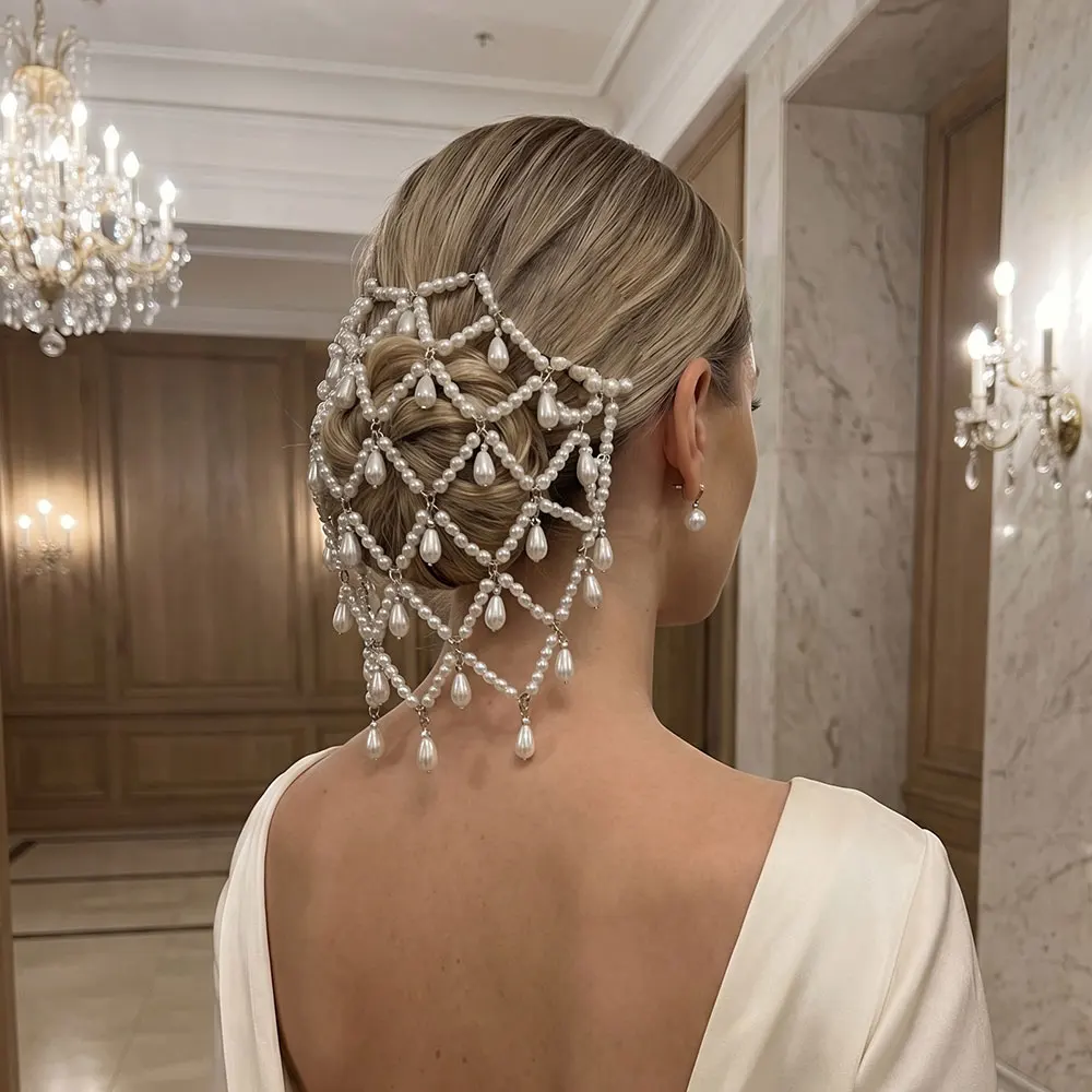 

Богемный ажурный головной убор с подвесками, женский карнавальный головной убор, элегантный жемчужный головной убор с бисером, свадебный винтажный головной убор