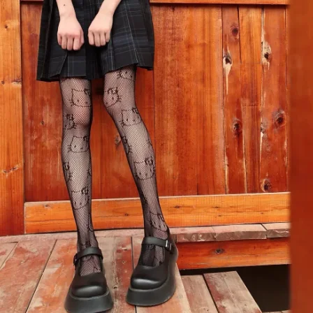 Süße japanische Hallo Kitty Fischernetz Socken schwarze Seiden strümpfe Frauen dünne Frühling und Herbst Anti-Haken Seide Boden Strumpfhosen