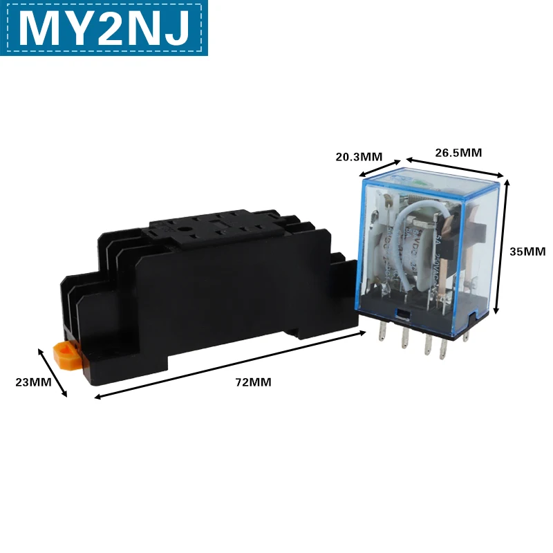 5set MY2P HH52P MY2NJ 12V 24V DC / 110V 220V AC coil general purpose DPDT micro mini relay with socket base