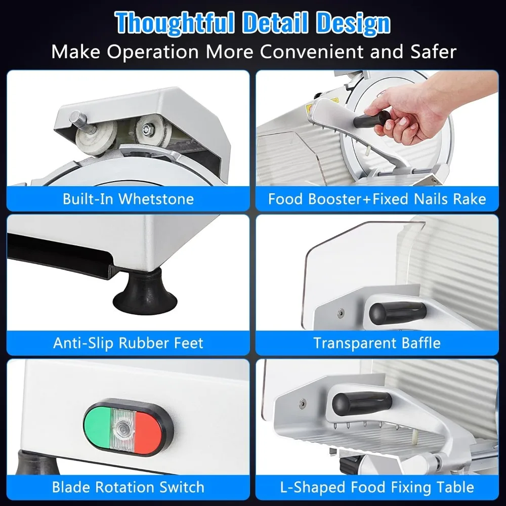 고기 전기 식품 슬라이서, 10 인치 스테인레스 스틸 블레이드 및 내장 숫돌, 240W